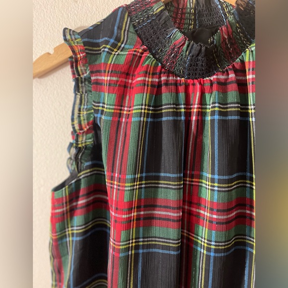 J Crew tartan plaid Sleeveless Mockneck Top size 6 T - Picture 5 of 11